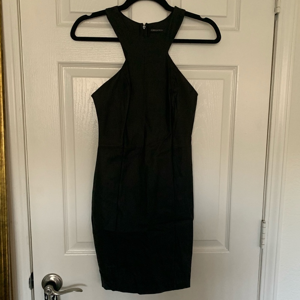 Faux leather mini dress